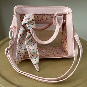 🆕 NWOT - (Not sure of brand) - Toddler Pink Clear Handbag with Scarf